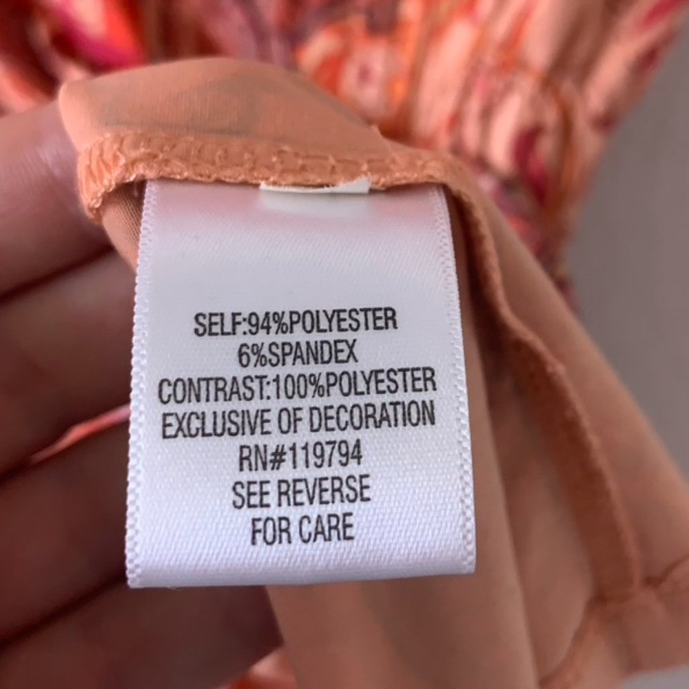 APT 9 Swoop Neck Orange/Red Pattern Boho Shirt, 1X, Dye sublimation, loose, flow - Picture 9 of 13